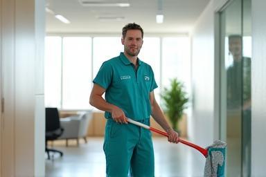 Agent de ménage PropreChezVous dans un bureau propre